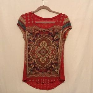 Cute Lucky Brand orange mandala t shirt